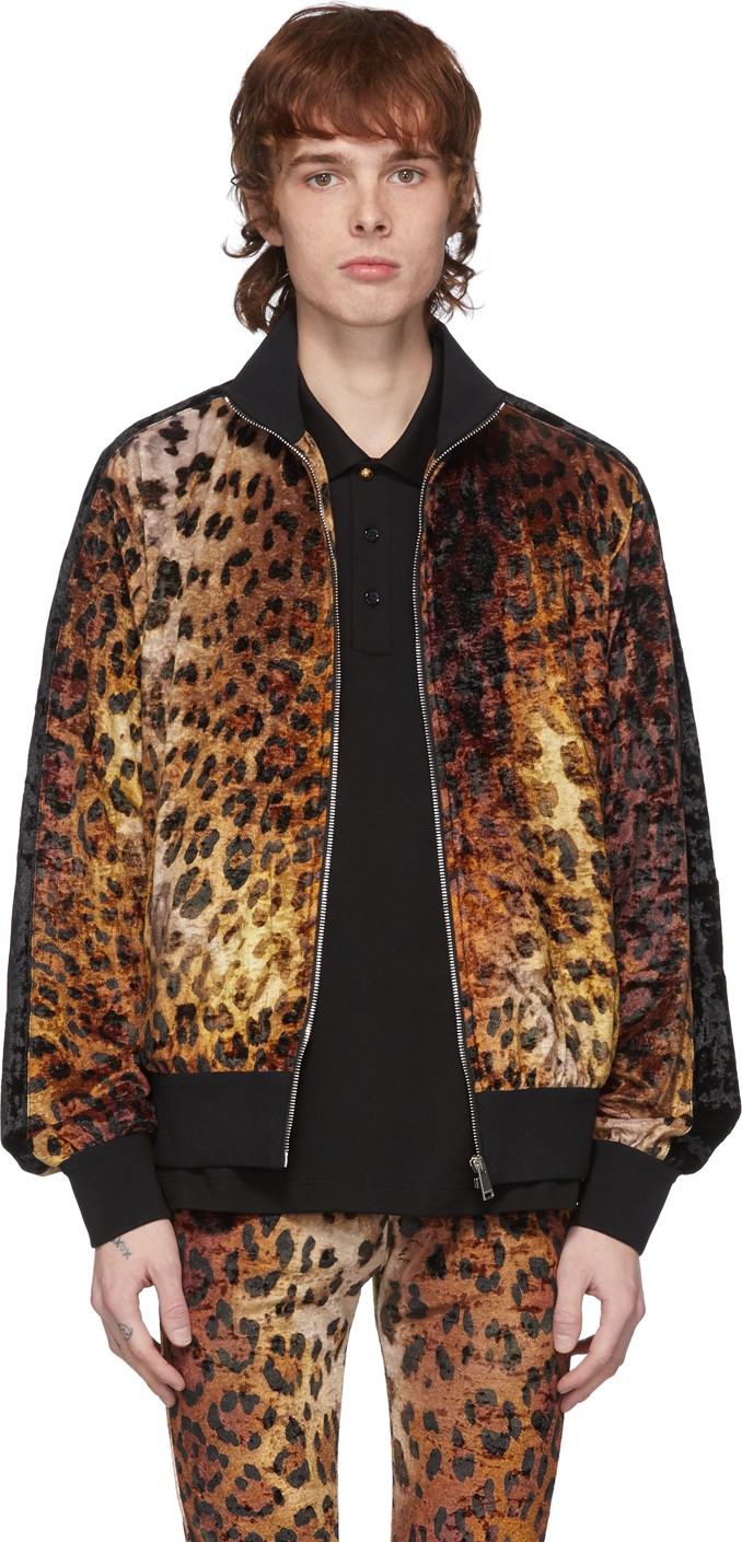 Versace Tan Leopard Bomber Jacket