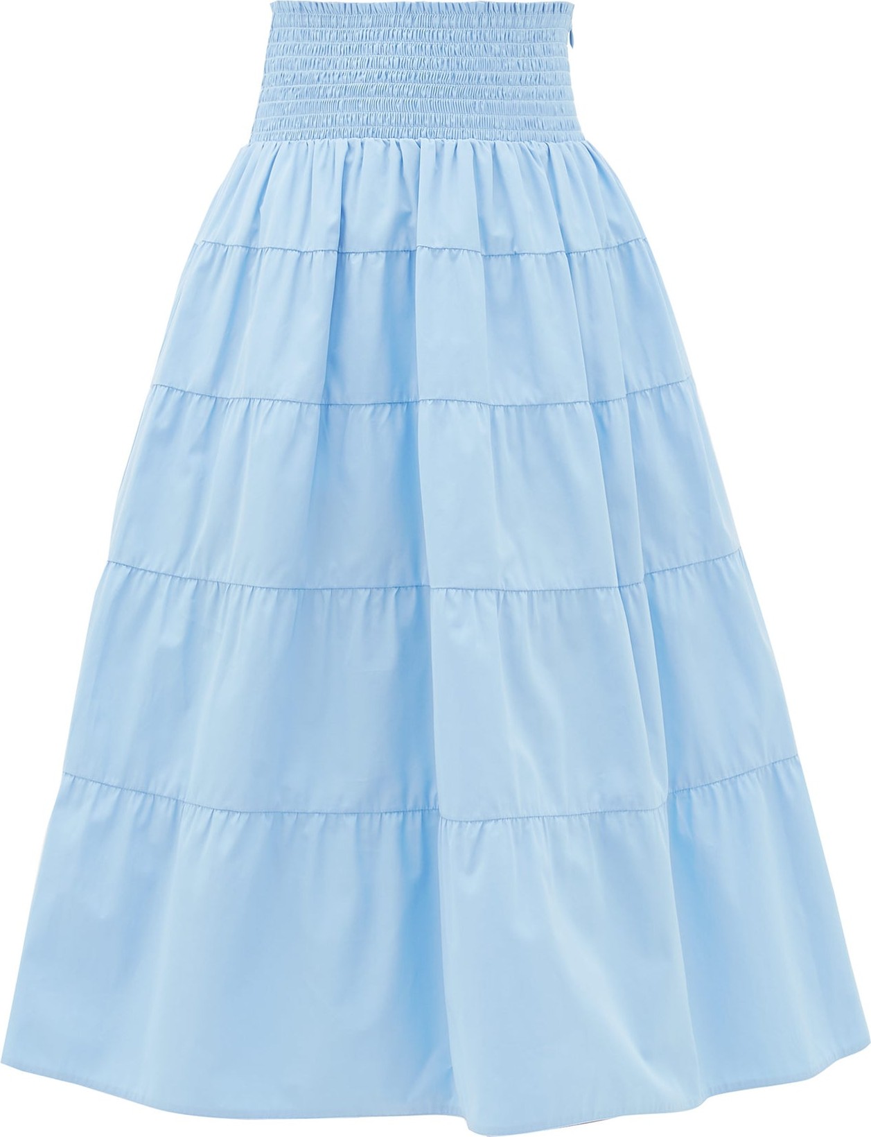Prada Smocked cotton-poplin skirt