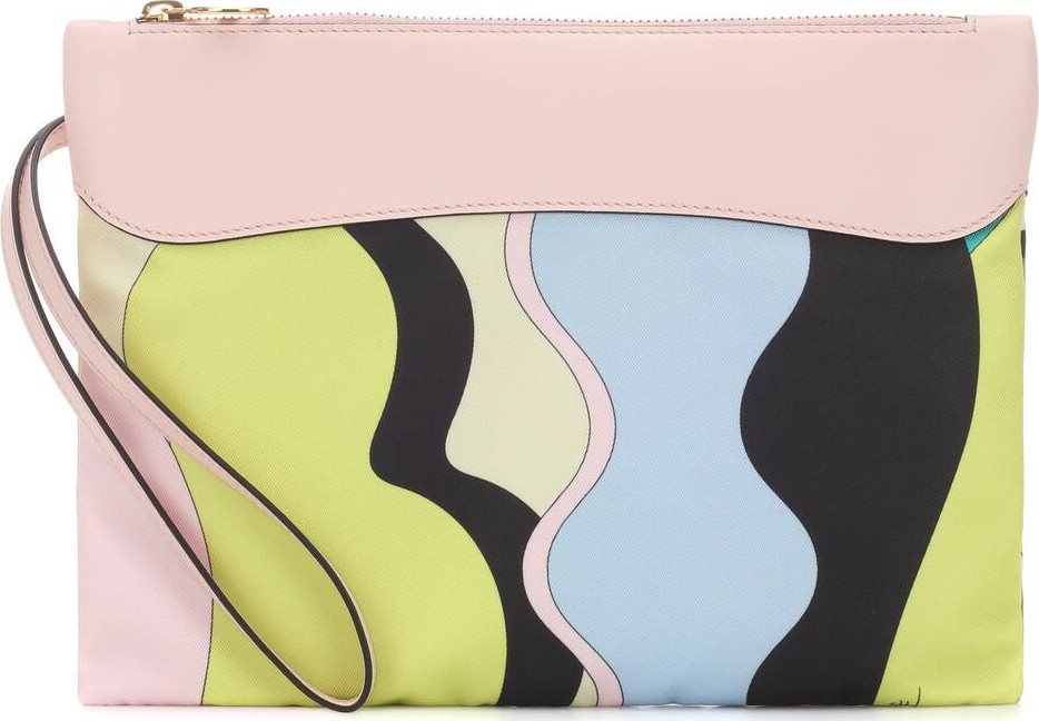 Emilio Pucci Leather-trimmed printed clutch