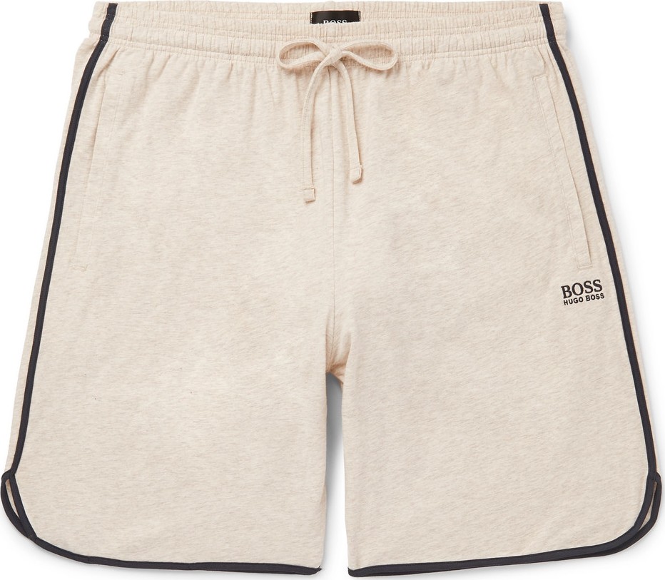 HUGO BOSS Piped Mélange Stretch-Cotton Jersey Drawstring Shorts