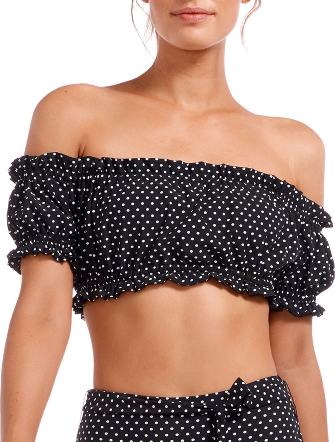 Vitamin A Amelie Off-the-Shoulder Bikini Top with Shelf Bra