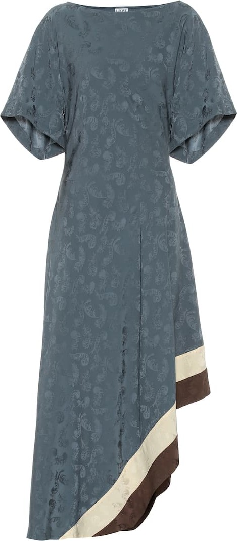 LOEWE Asymmetric jacquard midi dress