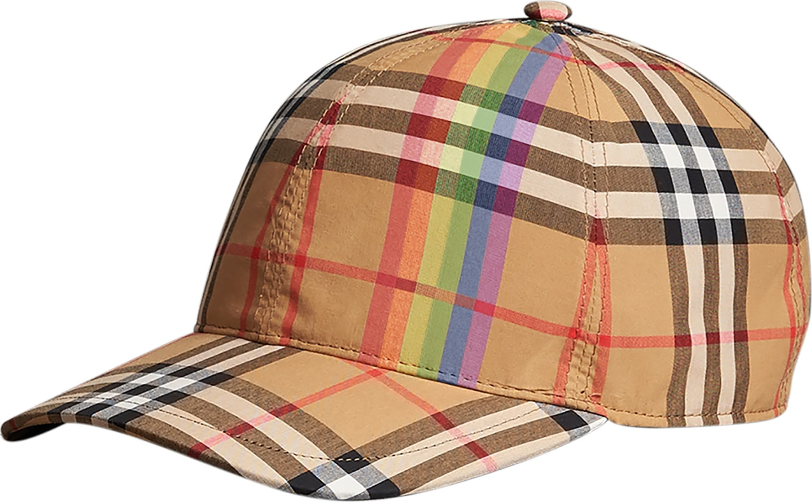 Burberry London England Rainbow Stripe Vintage Check Baseball Cap