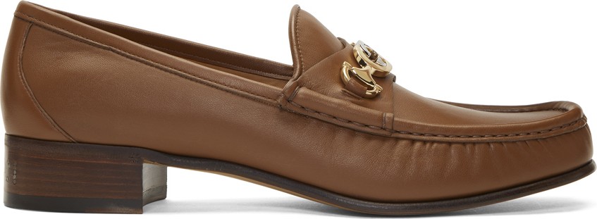 Gucci Brown Interlocking G Horsebit Loafers
