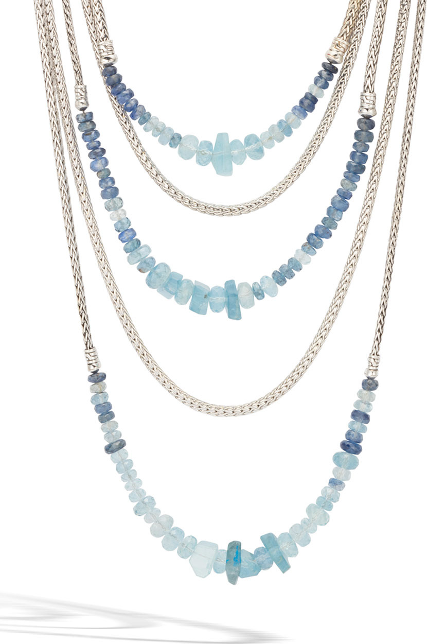 John Hardy Classic Chain Silver Mixed-Stone Multi-Strand Necklace