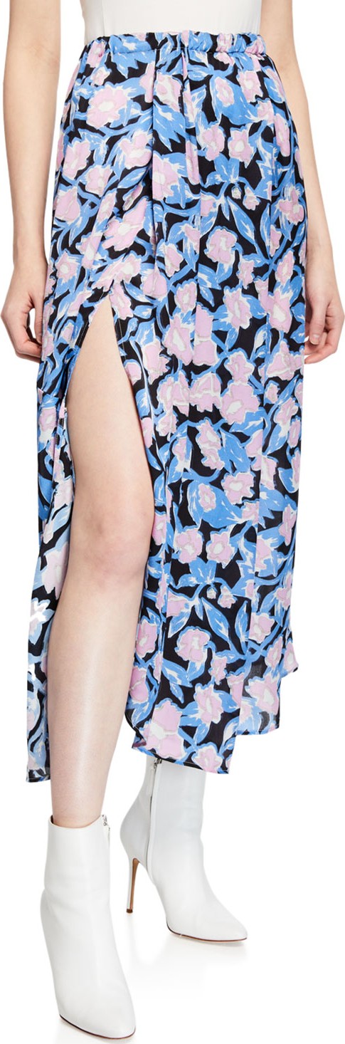 Christian Wijnants Sonam Floral-Print Asymmetric Midi Skirt