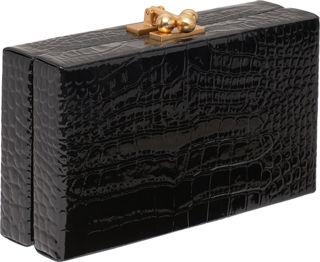 Edie Parker Jean Croc-Embossed Box Clutch Bag