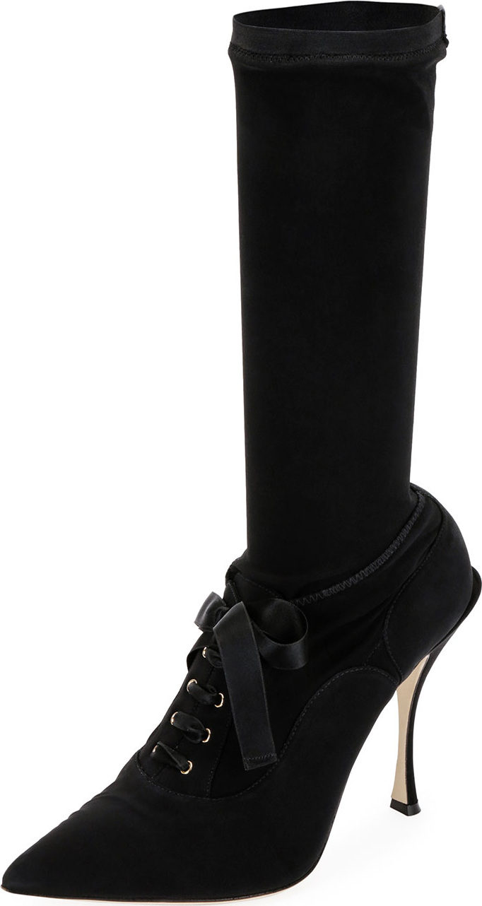 Dolce & Gabbana Stretch Lace-Up Mid-Calf Sock Boot