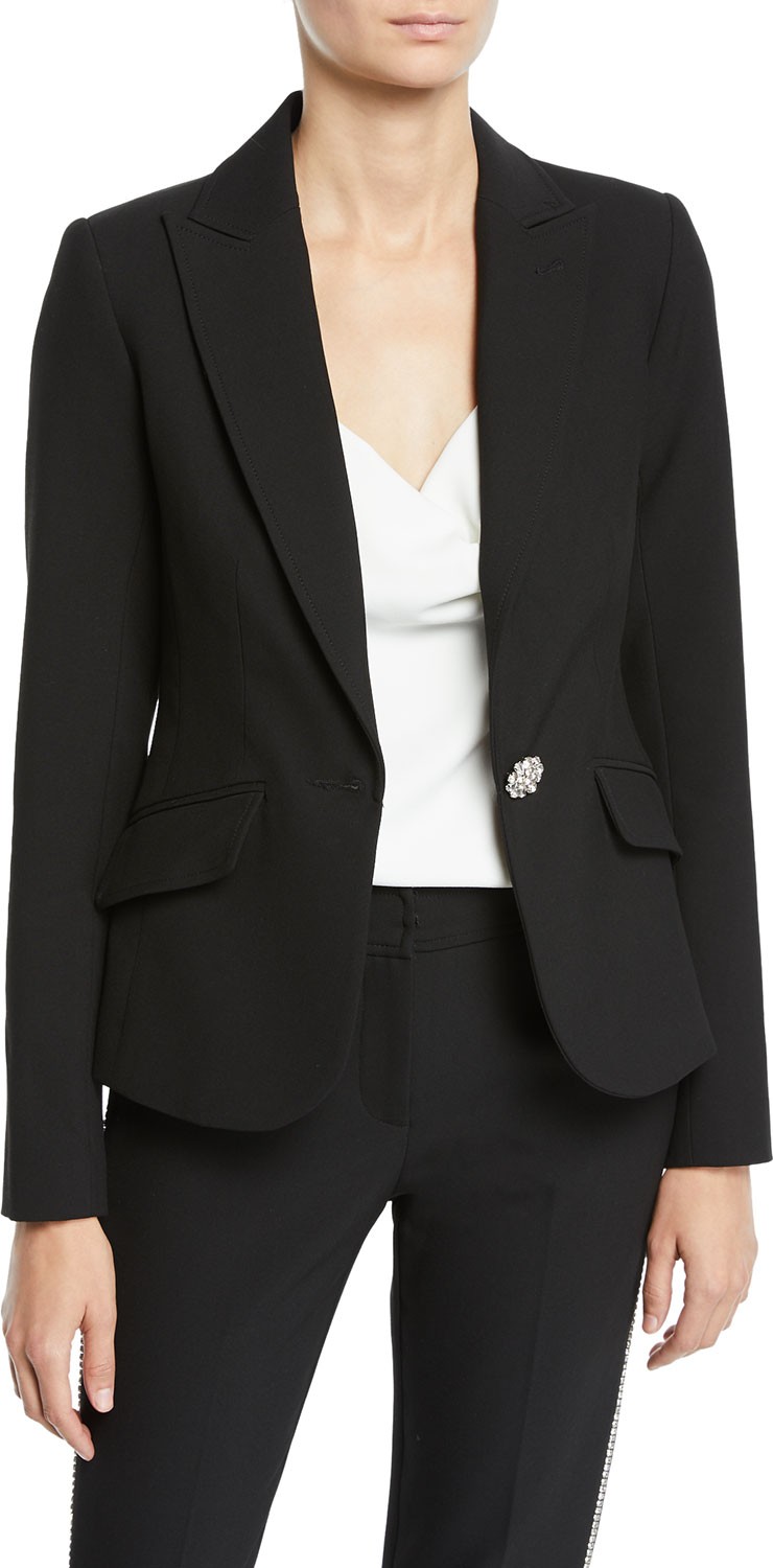 Trina Turk Gala Double Luxe Crystal-Button Jacket