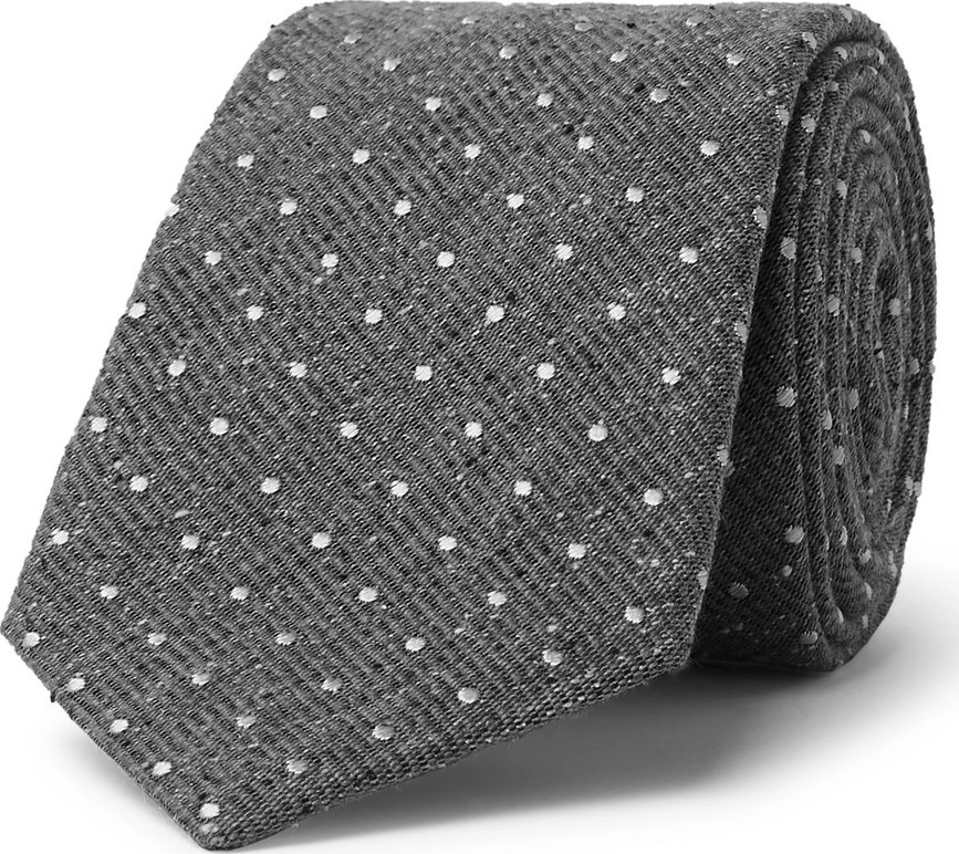 Canali 8cm Polka-Dot Silk and Virgin Wool-Blend Tie
