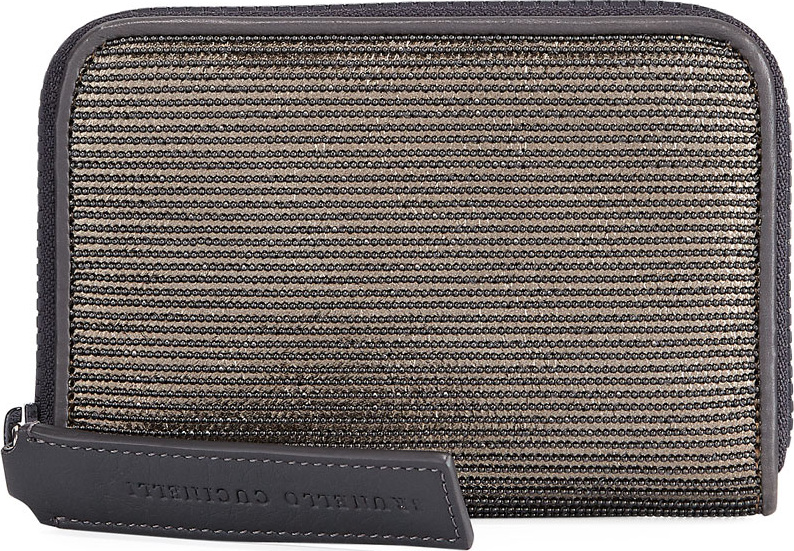Brunello Cucinelli Medium Corduroy-Effect Leather Wallet