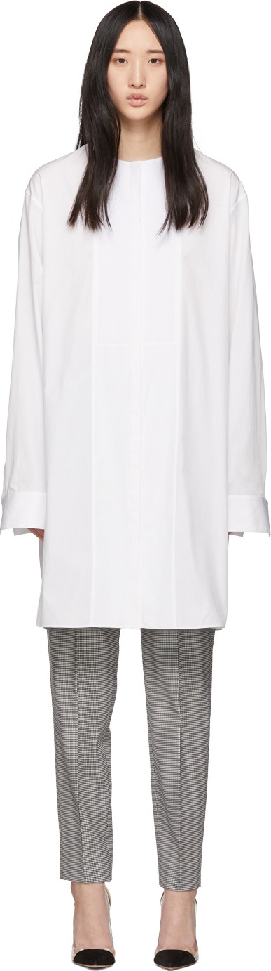 Haider Ackermann White Long Tunic Shirt