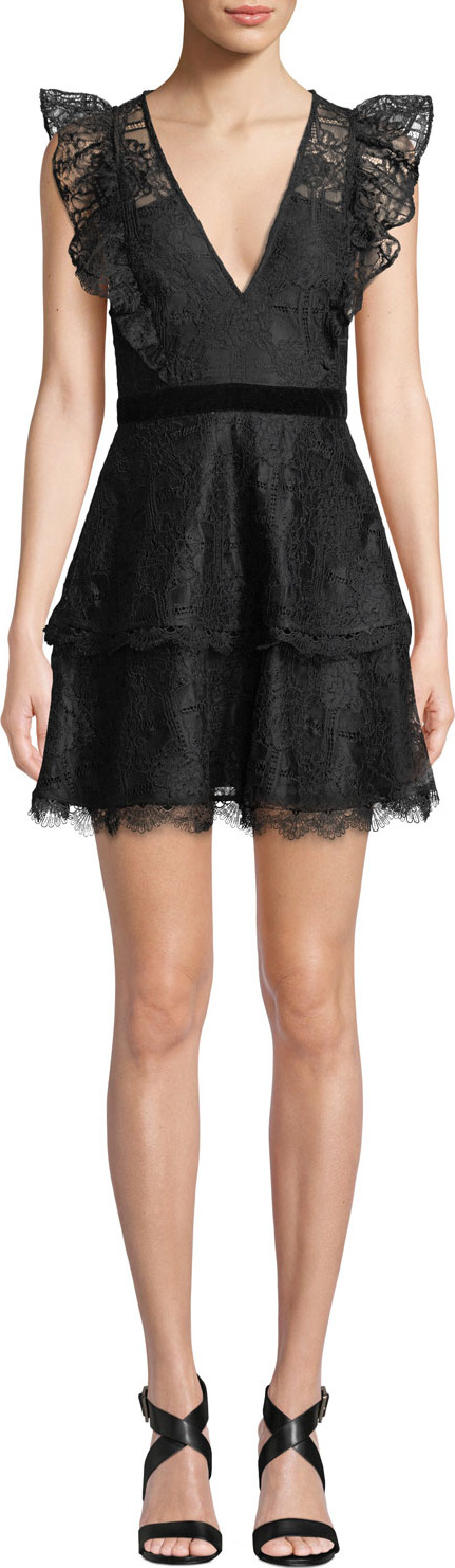 Talulah V-Neck Sleeveless Floral-Lace Mini Dress