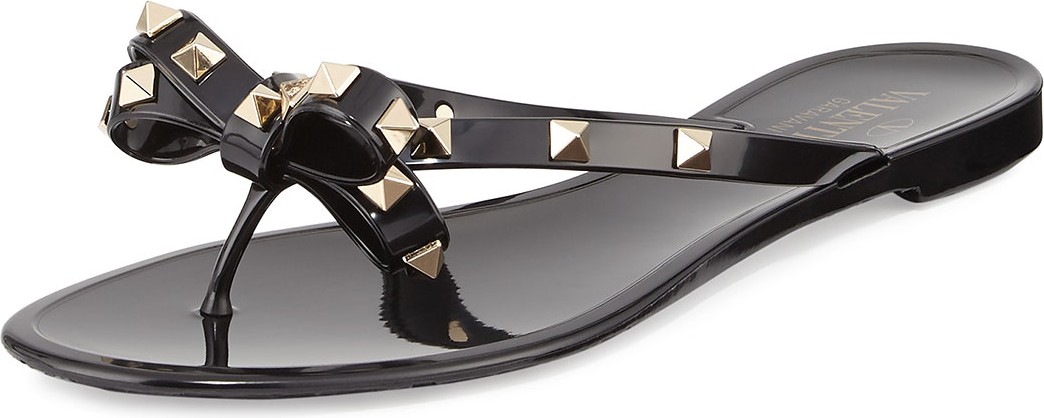 Valentino Rockstud PVC Thong Sandals