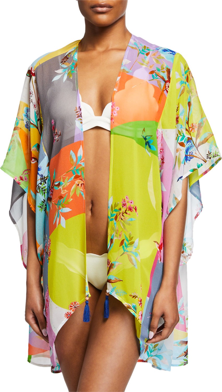 Johnny Was Ember Colorblock Short Kimono Coverup