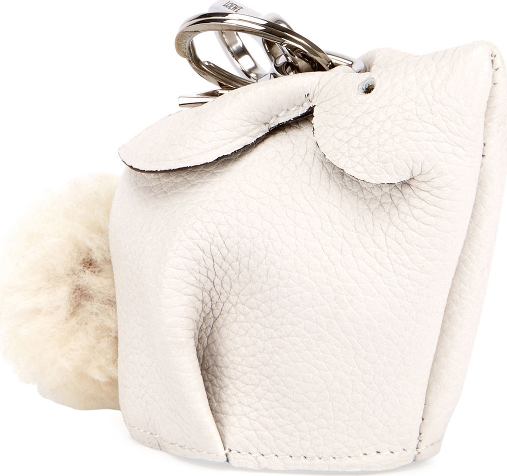 LOEWE Leather Bunny Coin Purse w/Fur Pompom