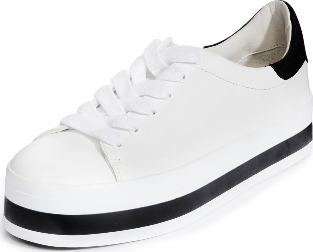 Alice + Olivia Ezra Lace-Up Platform Sneakers, White/Black