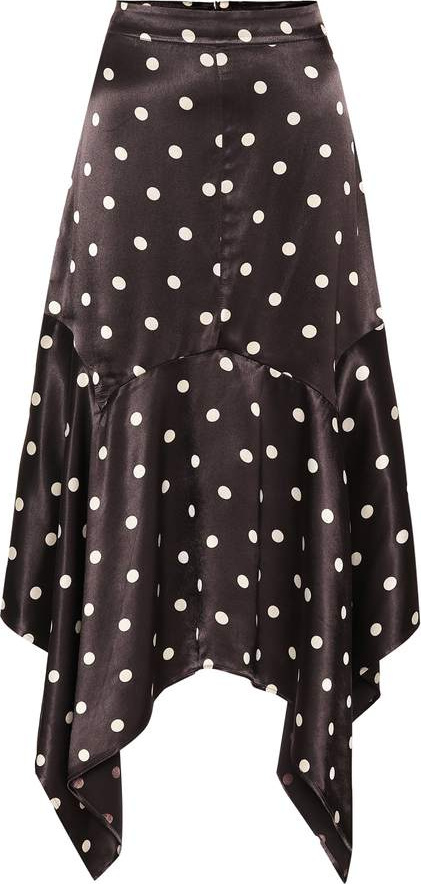 Ganni Polka-dot satin skirt