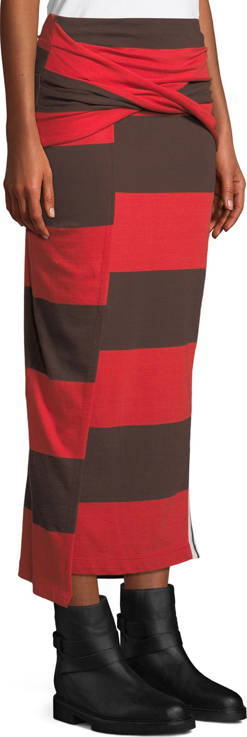 3.1 Phillip Lim Striped Maxi-Length Wrap Skirt