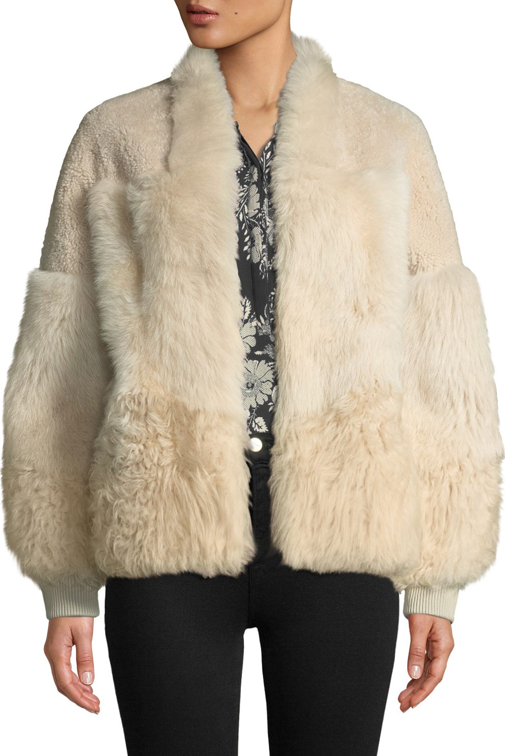 KOBI HALPERIN Connie Patched Lamb Fur Jacket