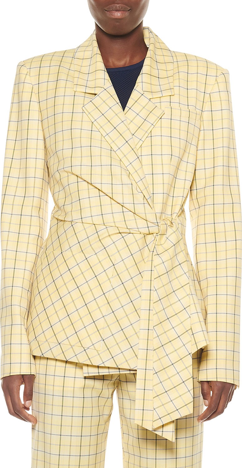 Tibi Marvel Plaid Suiting Wrap Jacket