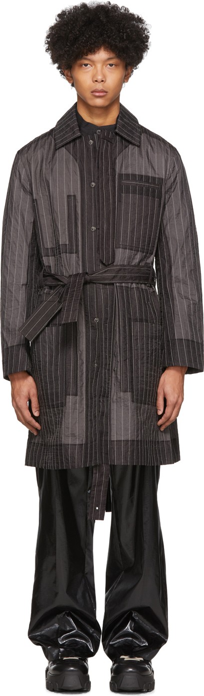 Craig Green Grey Organza Line Stitch Coat