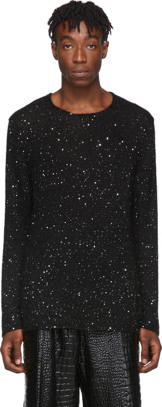 Comme Des Garçons Homme Plus Black Sequin Crewneck Sweater