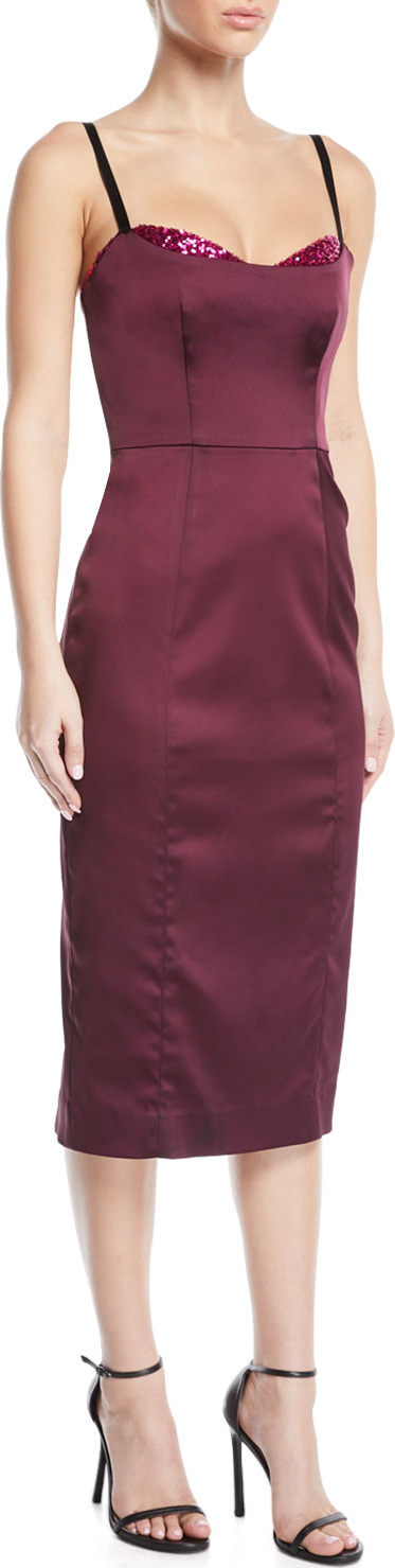 MILLY Abigale Sequin-Trim Midi Dress