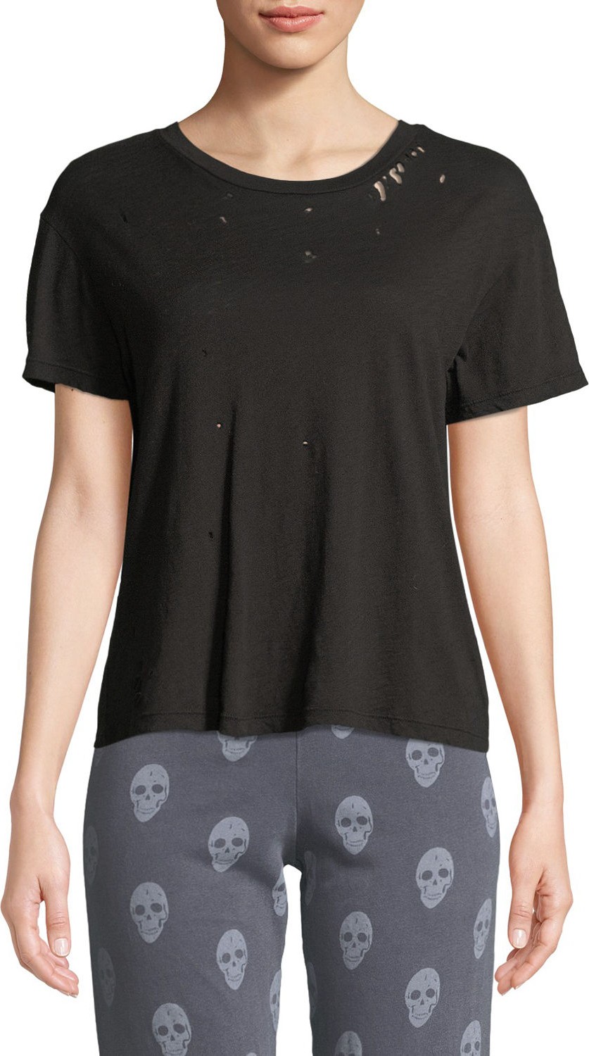 MONROW Vintage Crewneck Tee with Distressing