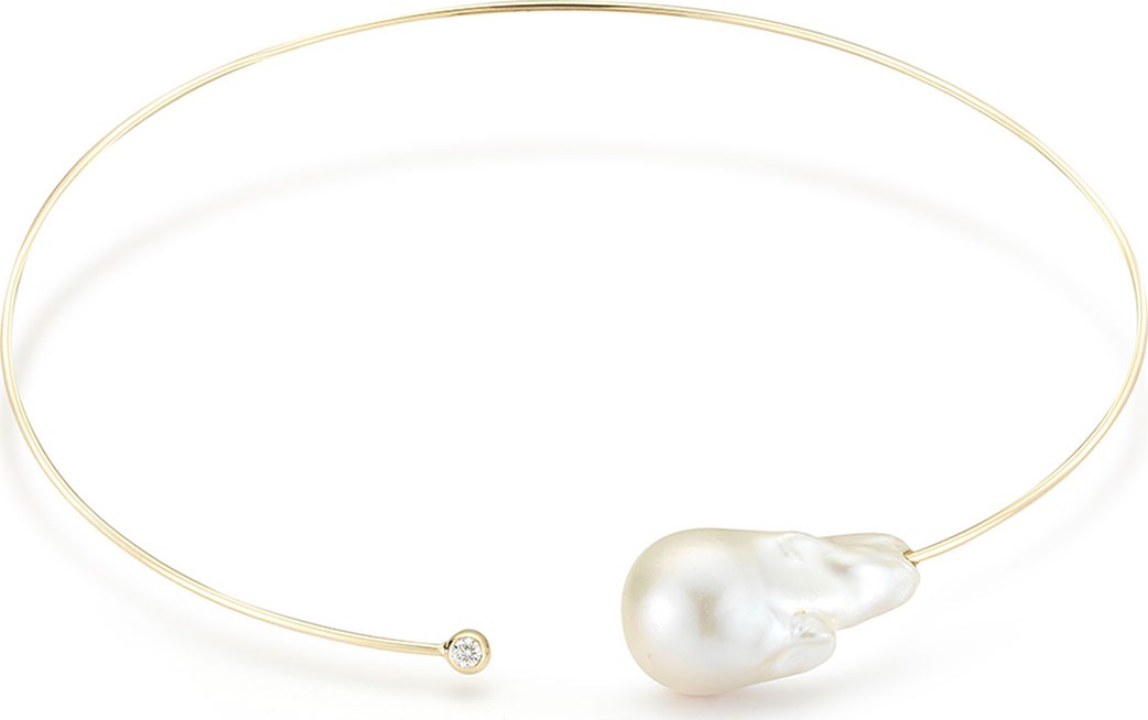 Mizuki Baroque Pearl & Single Diamond Collar Necklace