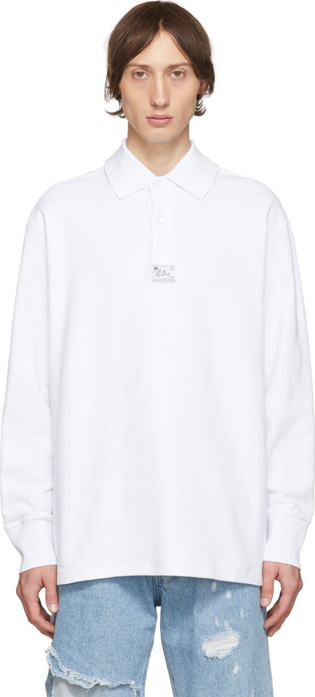 Raf Simons White Heroes & Losers Big Collar Polo