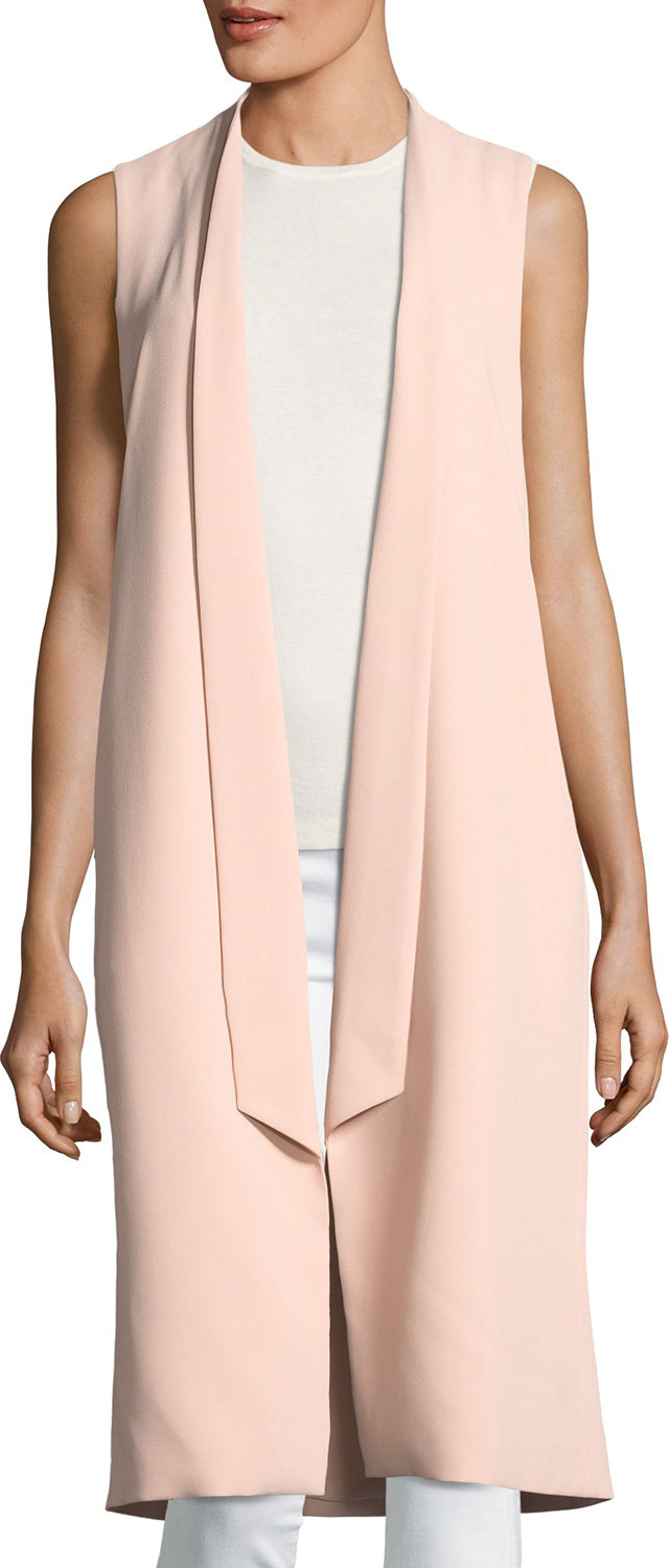 Alice + Olivia Keaton Open-Front Collar Long Vest