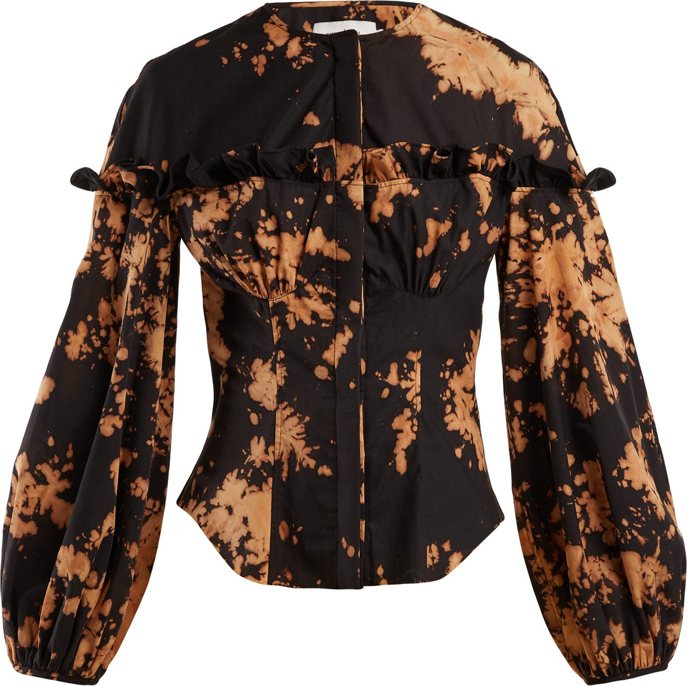 Marques'Almeida Tie-dye frilled cotton shirt