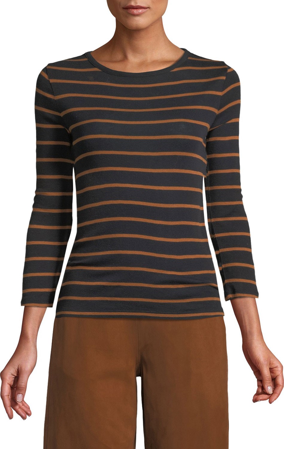 Vince Classic Striped Crewneck Top