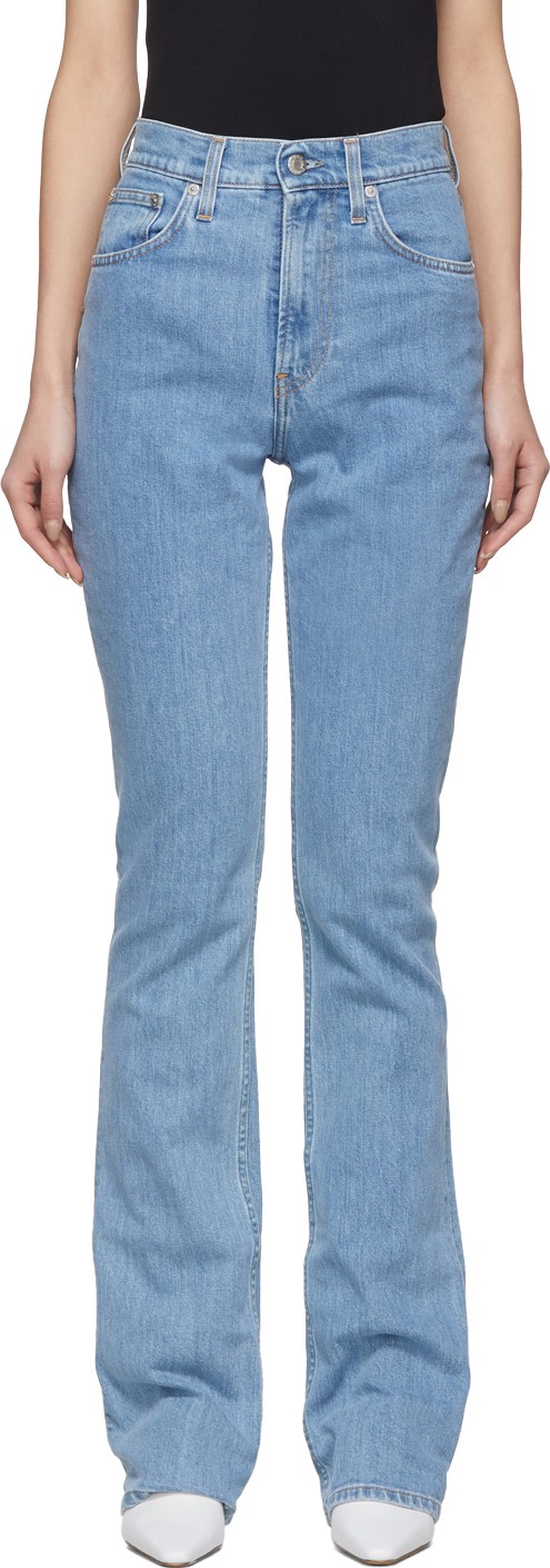 Helmut Lang Blue Femme Hi Bootcut Jeans Helmut Lang Blue Femme Hi Bootcut Jeans