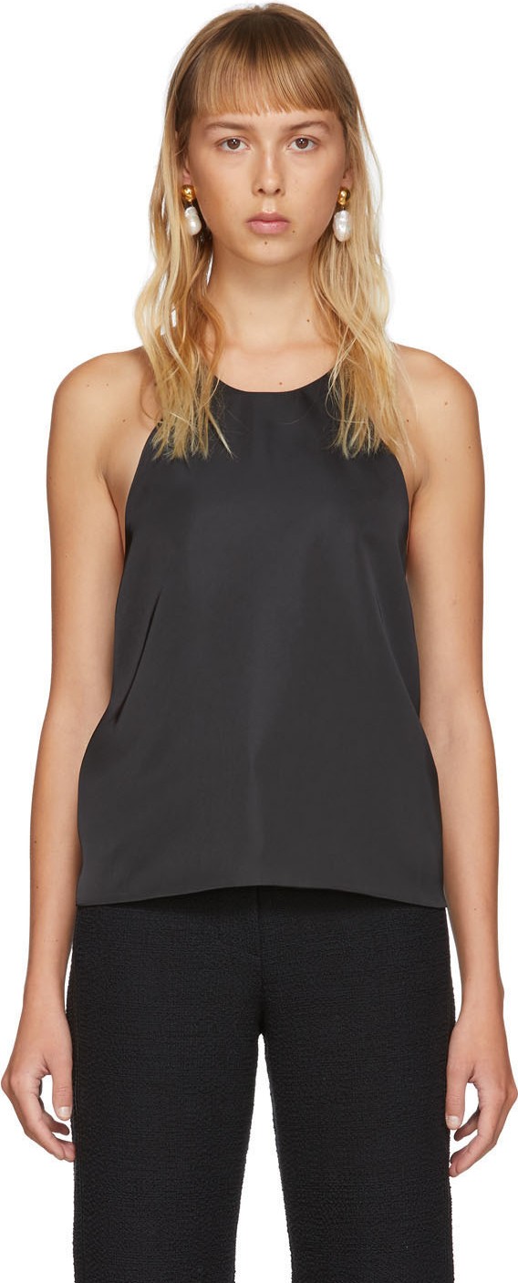 LVIR Black Open Back Satin Slip Camisole
