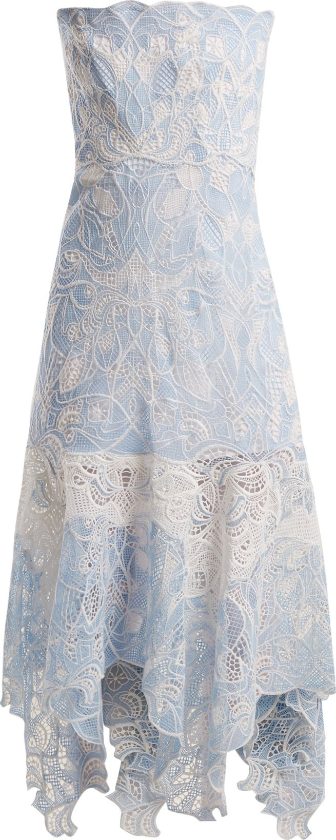 Jonathan Simkhai Strapless floral-embroidered lace dress