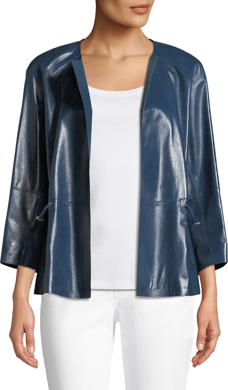 Lafayette 148 New York Kieran Lacquered Lamb Leather Jacket