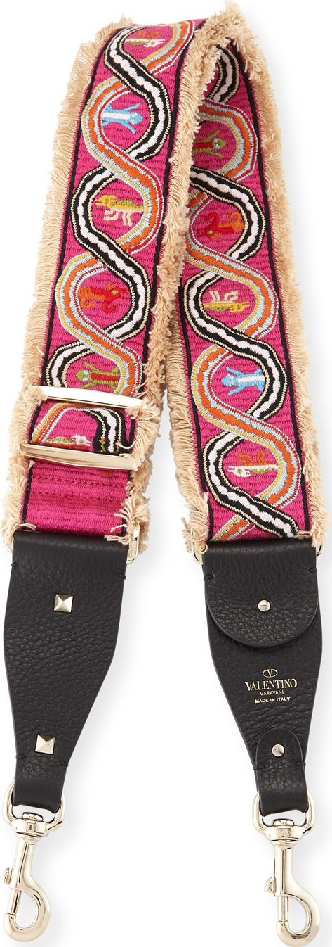 Valentino Rockstud Guitar Shoulder Strap with Embroidered Snakes