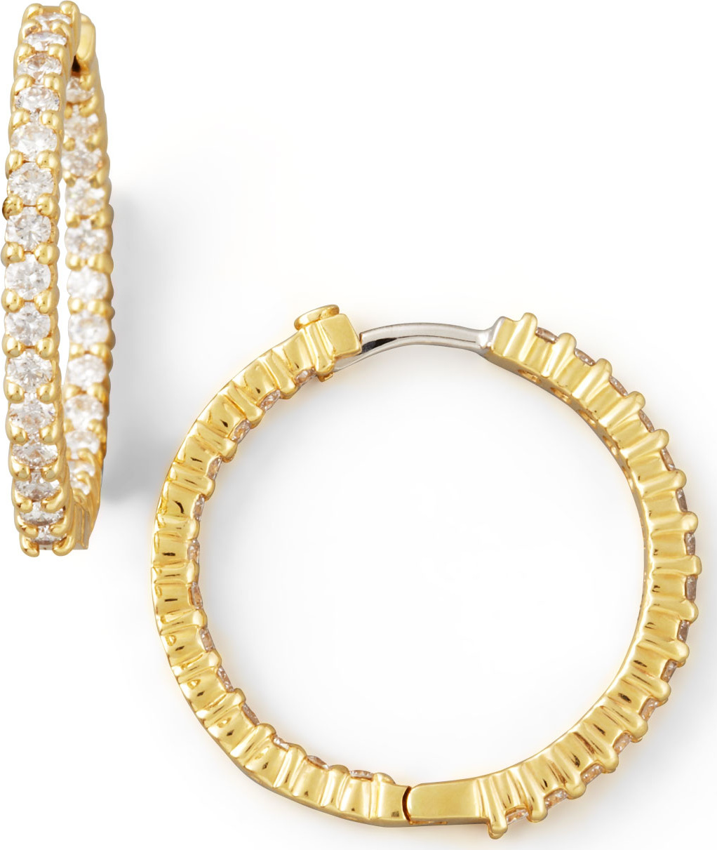 Roberto Coin 25mm Yellow Gold Diamond Hoop Earrings, 1.53ct