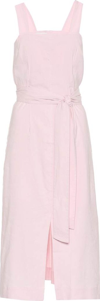 Vince Belted linen-blend midi dress