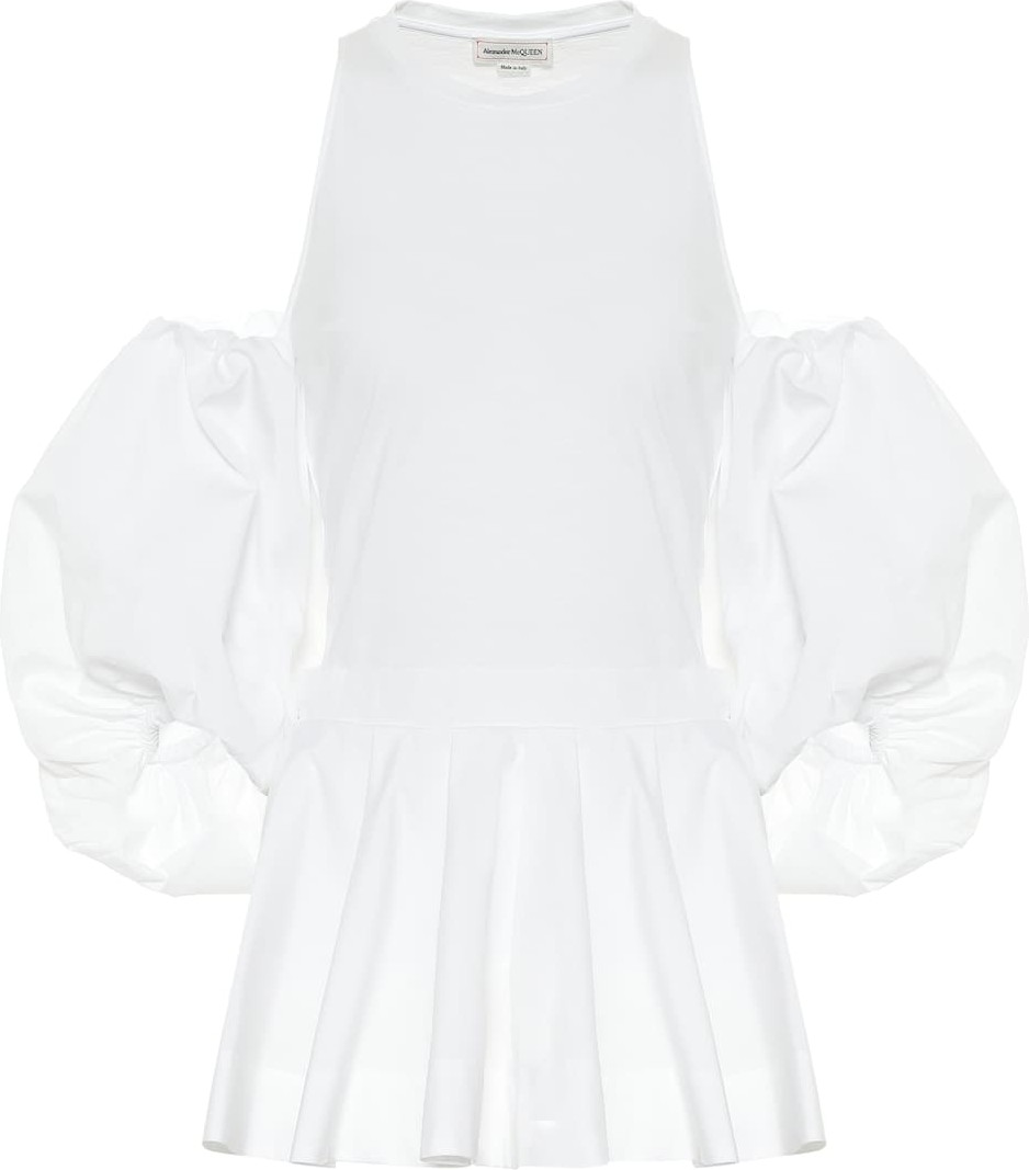 Alexander McQueen Off-shoulder cotton-poplin top