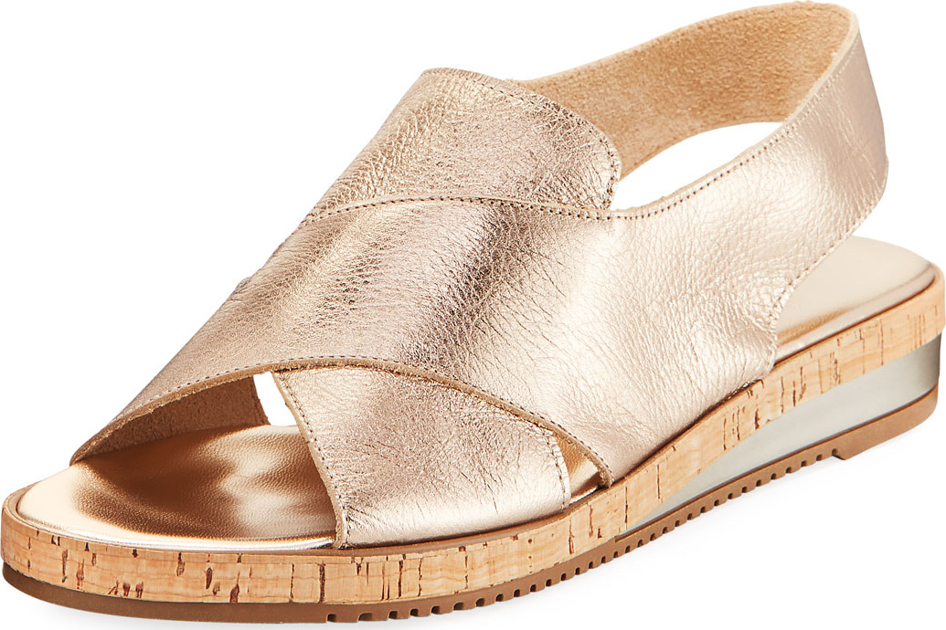 Sesto Meucci Sabita Cinzano Leather Demi-Wedge Flat Sandal