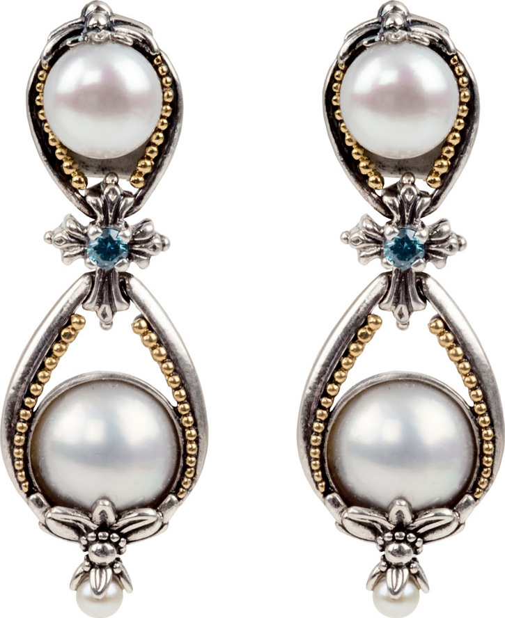 Konstantino Thalia Pearl & Blue Spinel Earrings