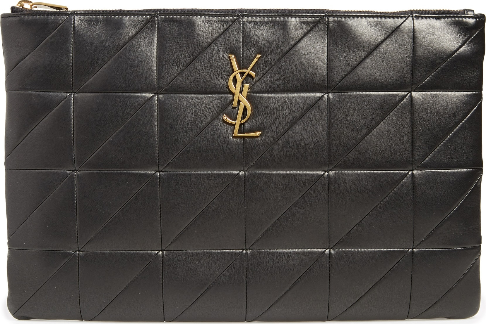 Saint Laurent Jamie Logo Large Leather Pouch