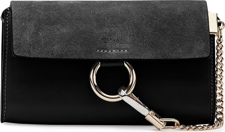 Chloe Faye Suede/Leather Wallet-on-a-Strap