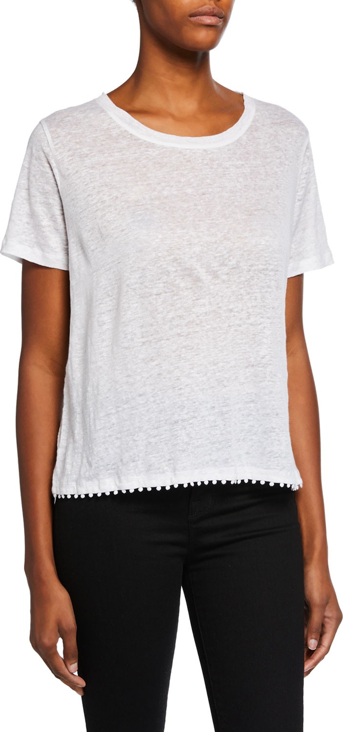 Majestic Scoop-Neck Short-Sleeve Boxy Linen T-Shirt