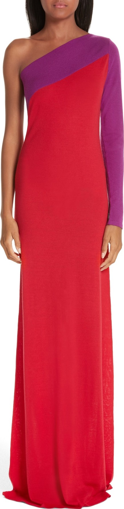 Victor Glemaud One Shoulder Wool Knit Dress