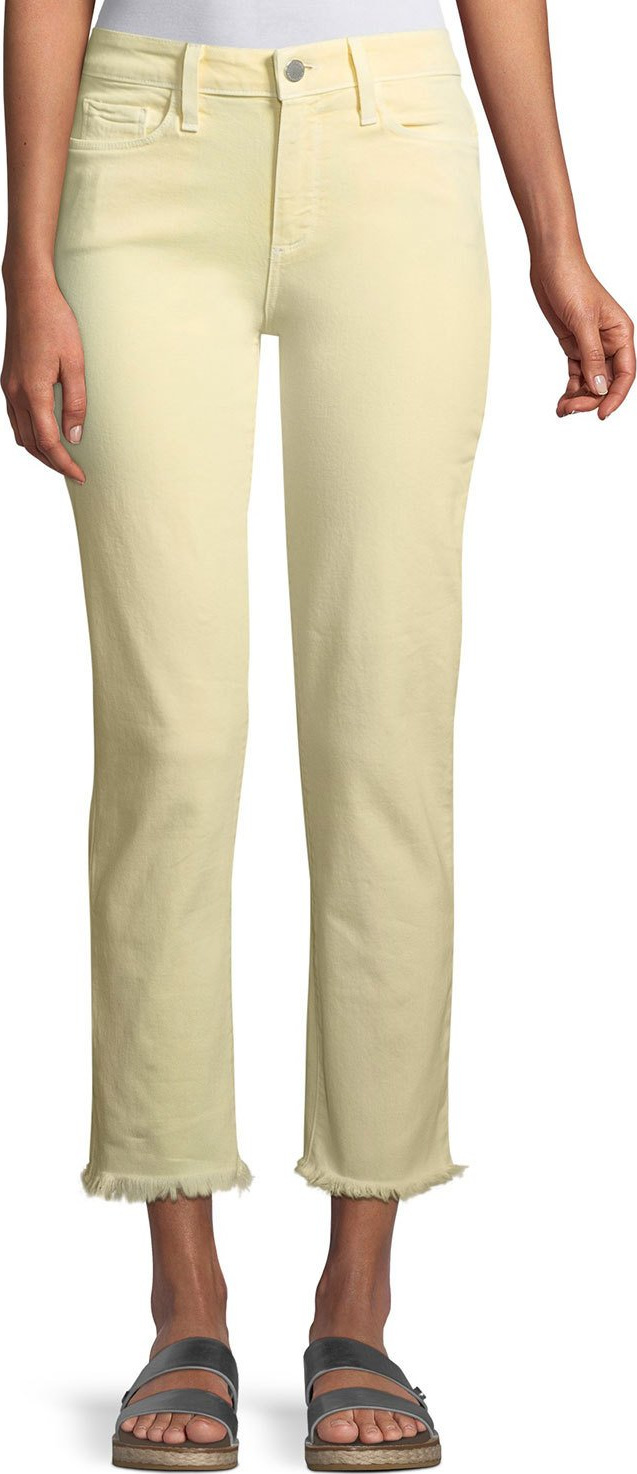 PAIGE Hoxton Mid-Rise Straight-Leg Ankle Jeans w/ Fray Hem