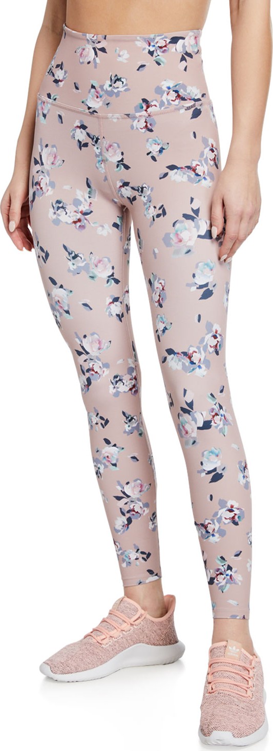 Beyond Yoga Marble-Print High-Waist Midi Performance Leggings